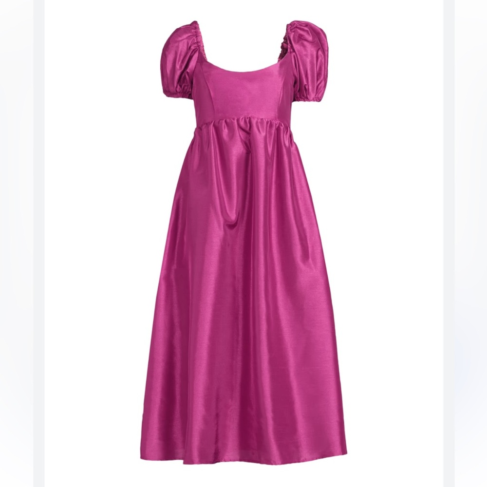 Hutch Magenta Puff-Sleeve Midi Dress - Picture 2 of 9